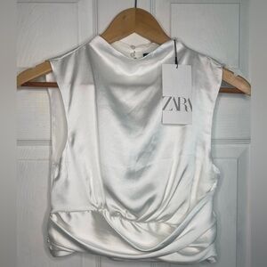 NWT Zara White Satin Blouse